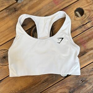 Gymshark White Racerback Sports Bra for Intense Workouts